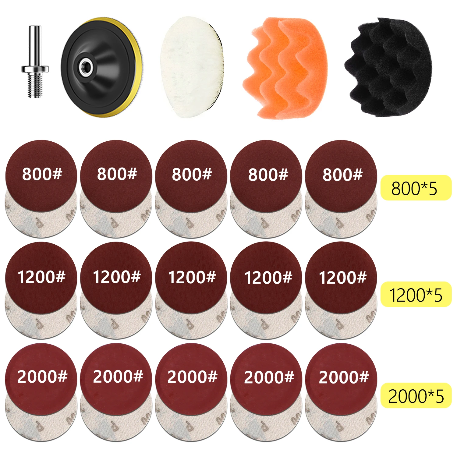 Scheinwerfer Reparatur Restaurierung Kit Auto Polieren Disc 3 zoll 75mm Auto Wachsen Schwamm Schleif Pad Mit Schleifpapier für Auto Detaillierung