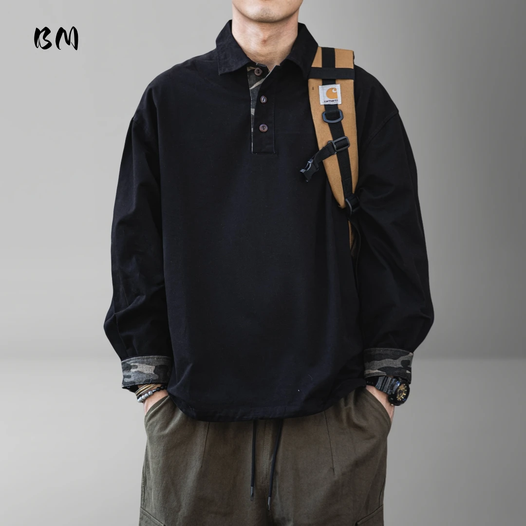 

Мужской японский пуловер, рабочая одежда, куртка, винтажная камуфляжная лоскутная уличная одежда с длинными рукавами, осенняя повседневная верхняя одежда, модное корейское пальто