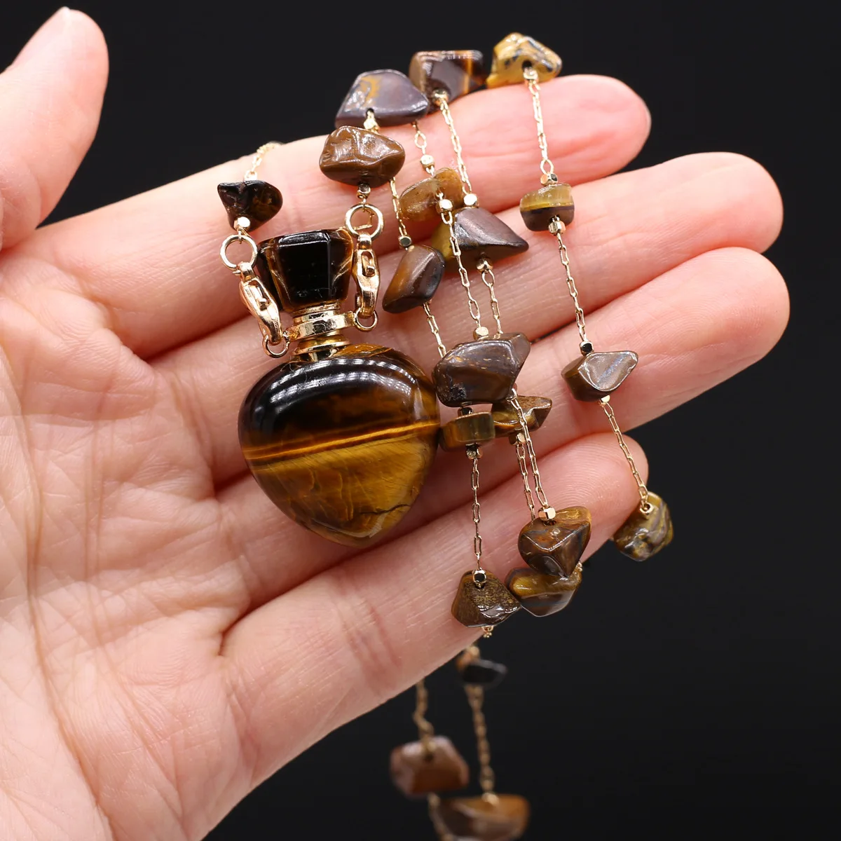 Natural Stone Semi-precious Stone Cylindrical Pendant DIY Jewelry Accessories Handmade Work in Progress Necklace