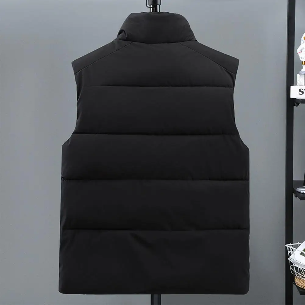 

Men Vest Autumn Jackets Down Waistcoat Stand Collar Sleeveless Oblique Zipper Closure Vest Coat With Front Pockets Cotton Coat ﻿
