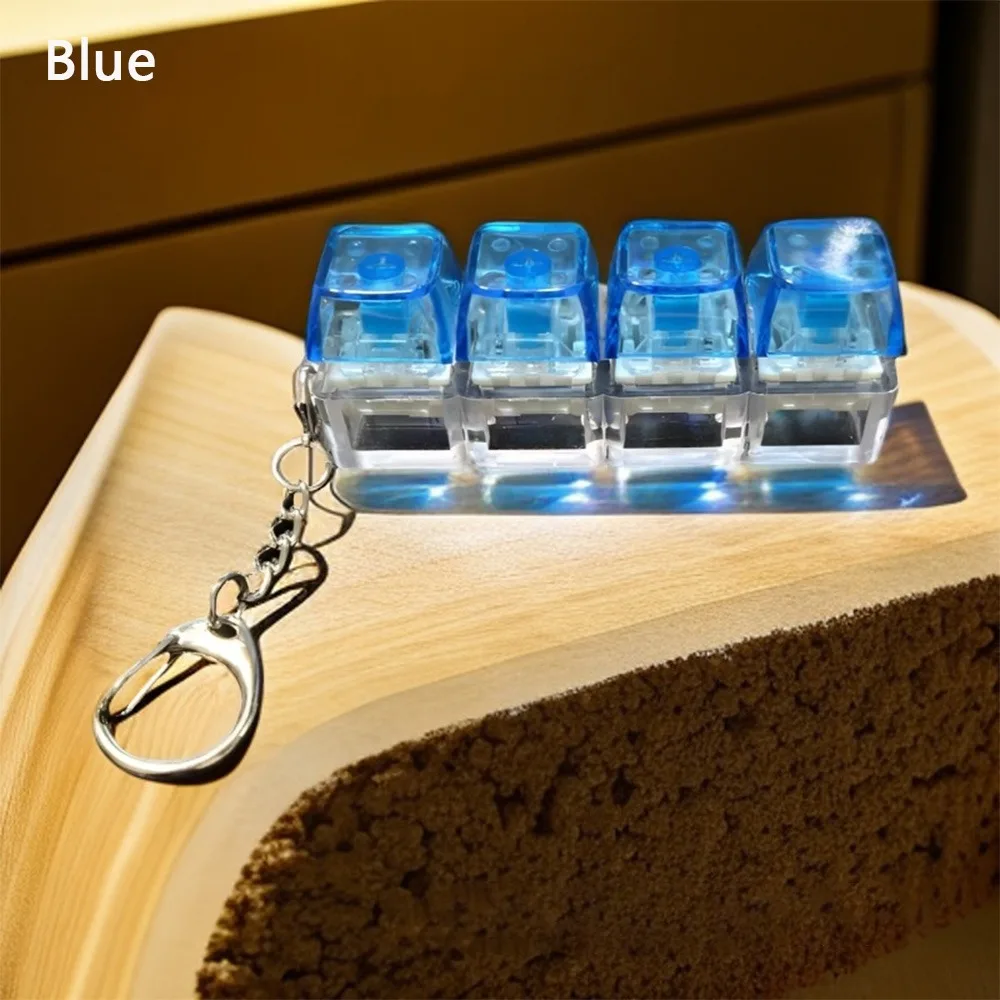 Seven-color Lights Keyboard Fidget Toys Stress Relief Diy Keycaps Toy Keyboard Keychain with Keychain Finger Button