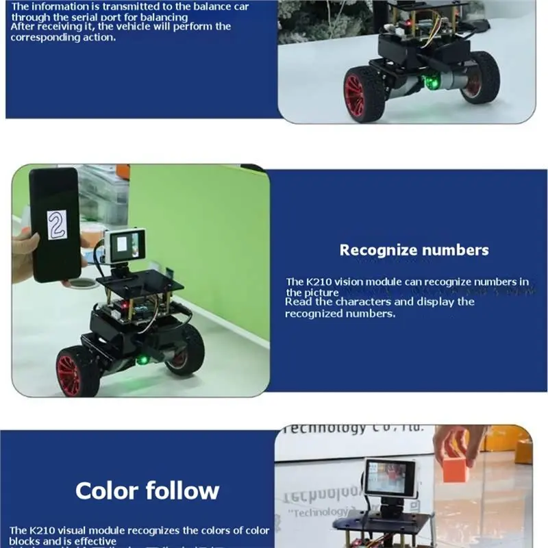Factory Value Balanced Vision Robot Color Recognition Vision Robot Featuring K210 Module For Color Recognition And QR Code Contr