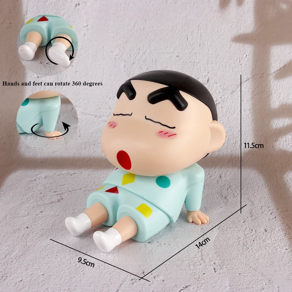 Crayon Shin-Chan Phone Holder Kawaii Anime Desktop Ornaments Cartoon Watching TV Phone Support Cute Doll Decorations toy Gifts