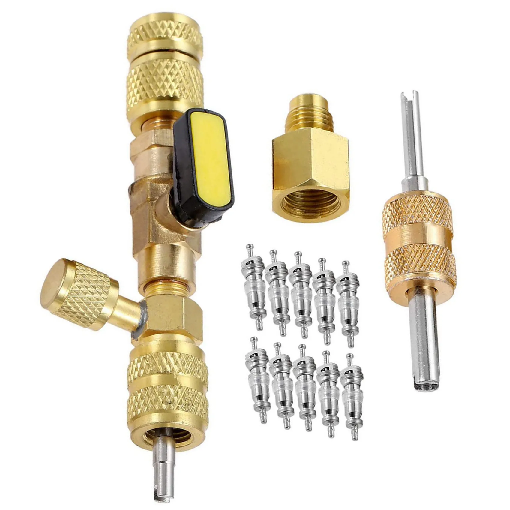 

AC88-4X R410A R22 Инструмент для снятия сердечника клапана с двойным портом SAE 1/4 и 5/16 для R404A R407C R134A R12 R32