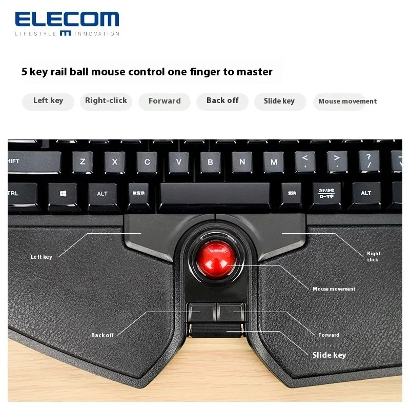 Imagem -05 - Teclado e Mouse sem Fio Elecom Teclado Integrado Personalizado com Track Ball Teclados para Jogos pc Tk-tb01umbk 108 Teclas