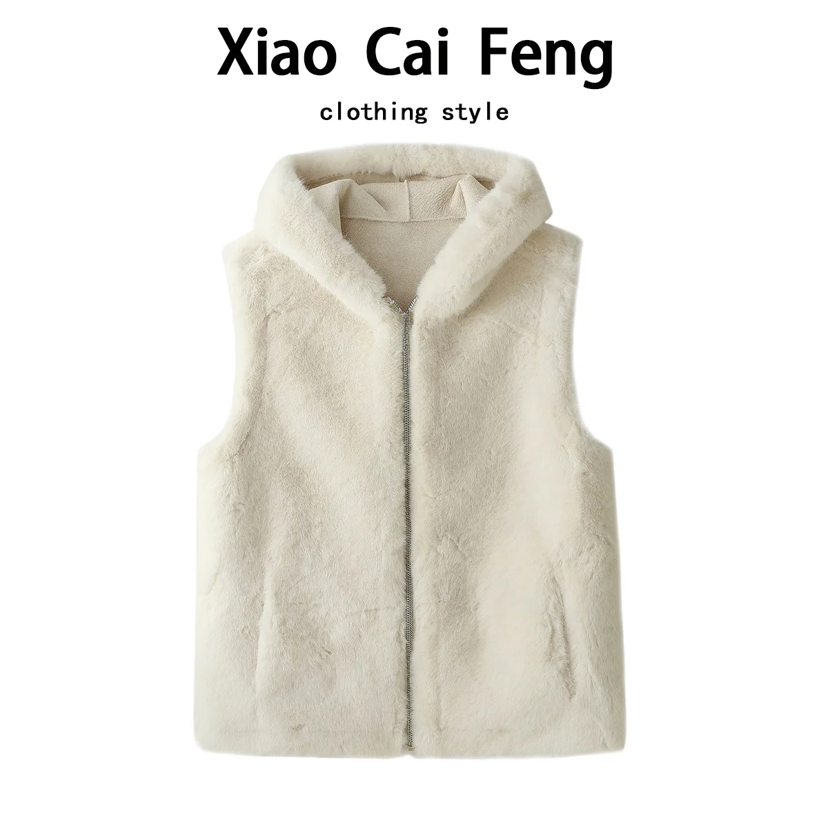 

Ele Faux Mink Hooded Vest Women's Winter Fur Coat Inteated Warmth Layering Eco-friendly Fur Vest Commute Sle
