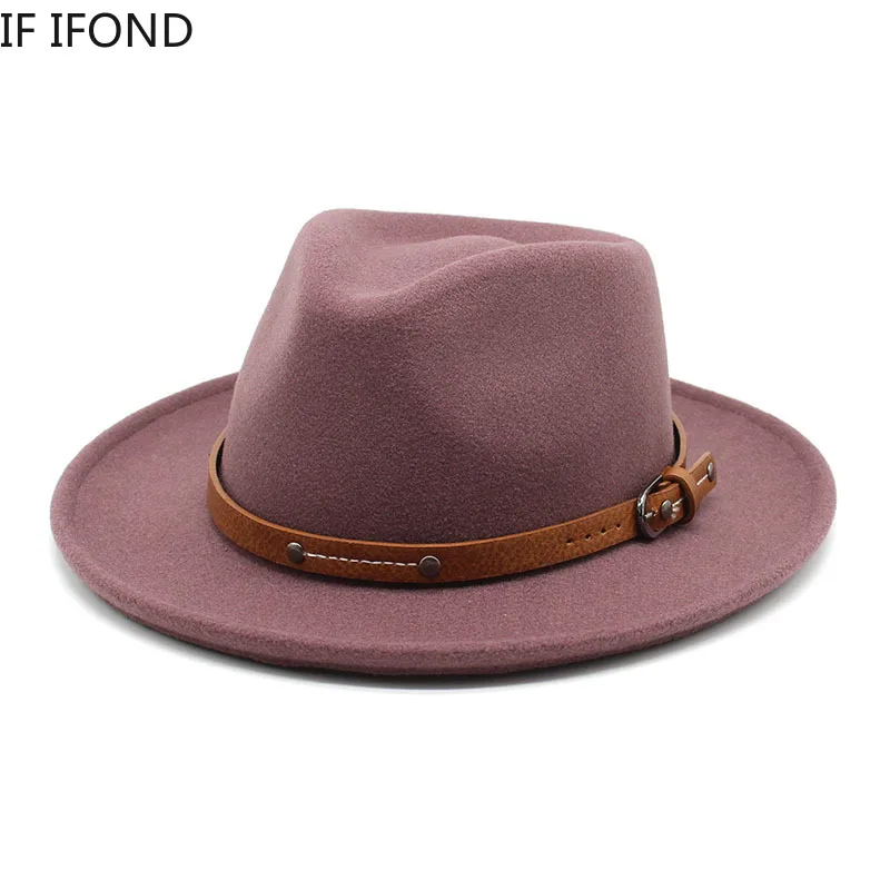 New Vintage Wool Soft Wool Felt Fedora Hat For Men Women Autumn Winter Curved Brim Trilby Jazz Hat Gentleman Party Dress Cap