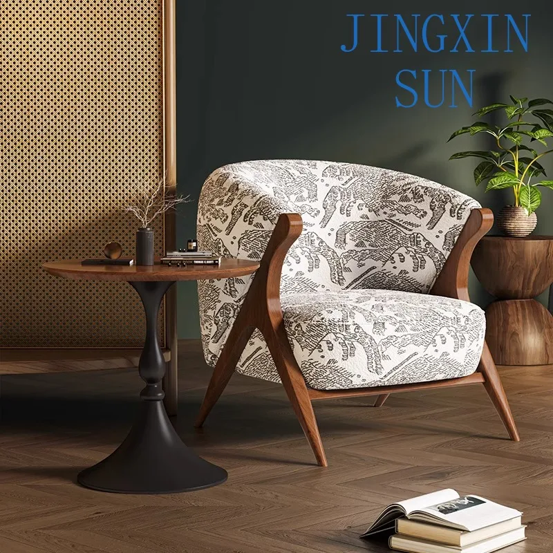 Single sofa chair retro designer hotel homestay cafe reception negotiation one table and two chairs