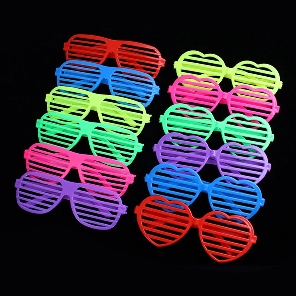 6/12/24pcs Neon Disco Retro Party Shutter Shades Glasses Red Yellow Pink Blue Orange Green 80s 90s Music Party Props Decor