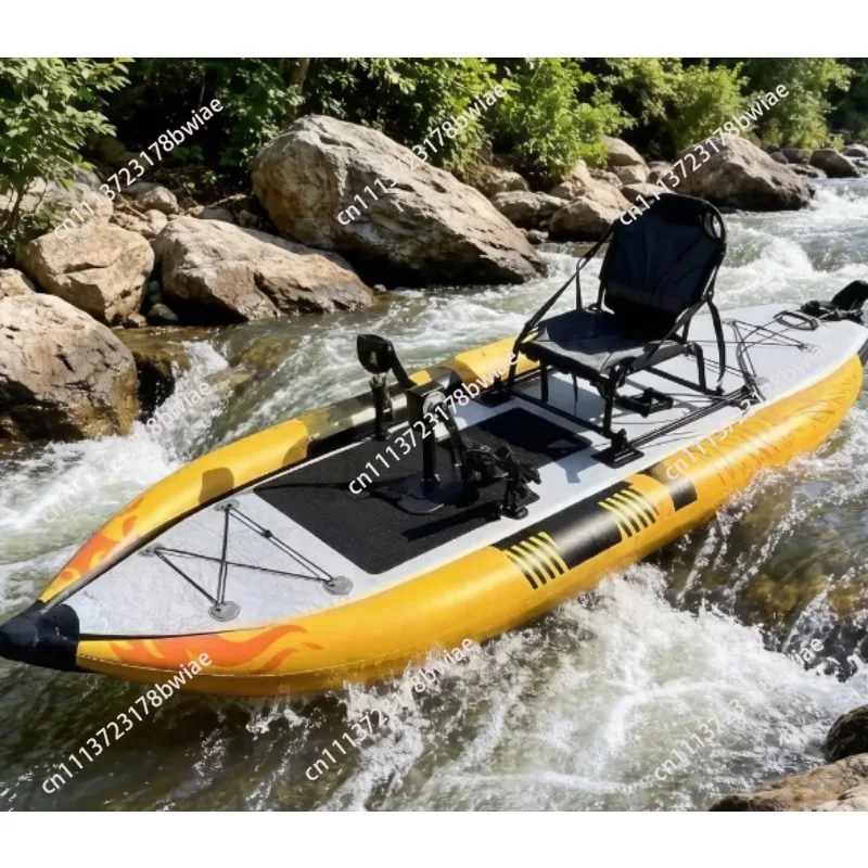 Aufblasbares Stand-Up-Paddleboard (SUP) - mit klappbarem Fußpedalantrieb, Einzel-Fischerboard, Wassersport-Freizeit-Surfbrett