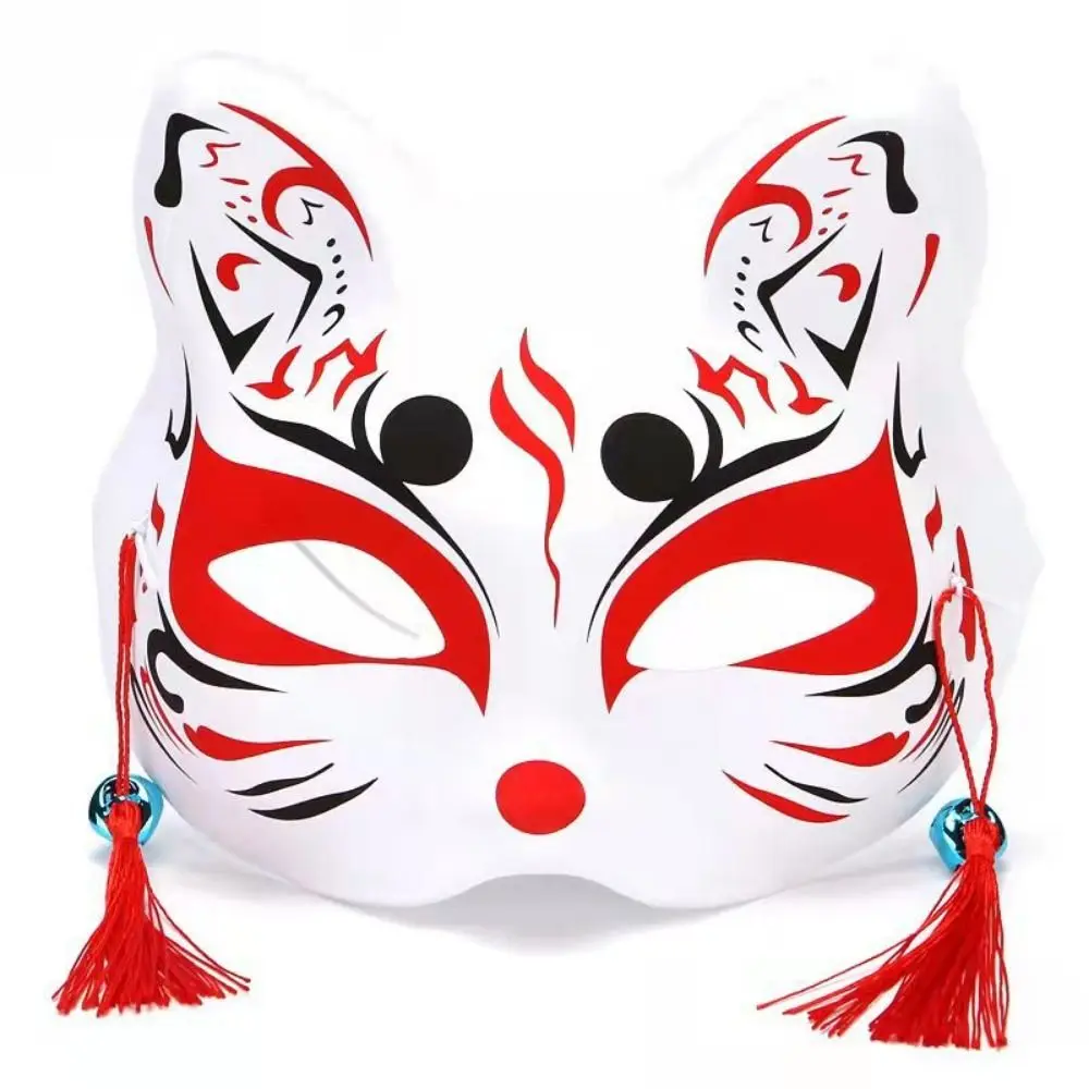 2 pçs portátil anime japonês raposas máscara cosplay pintados à mão adereços de festa requintado anime meia máscara facial festival
