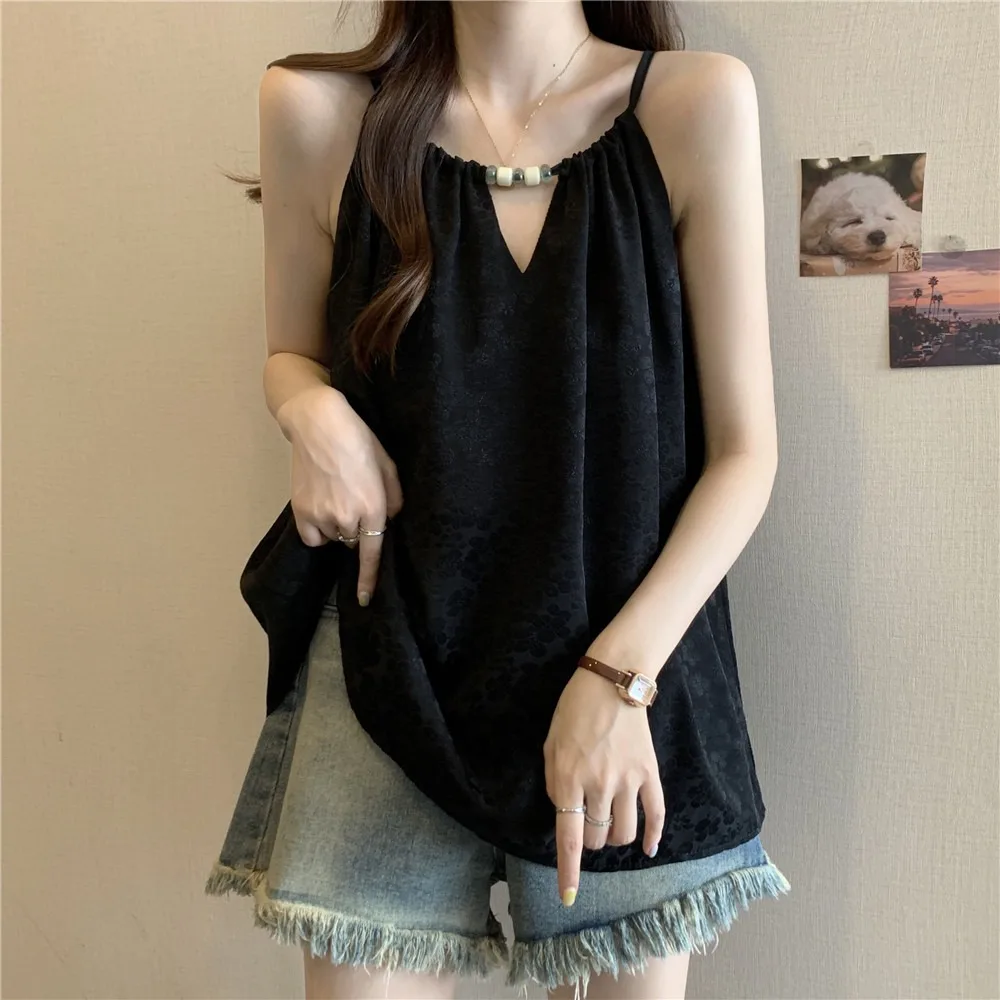 

Hanging Neck Camisole Vest For Women Wearing Summer Plus Loose Doll Top
