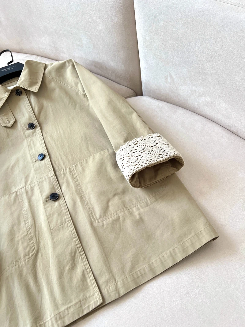 Coréen Sle kaki Long Sve côtelé uchy Princ manteau coupe-vent coupe ample Briti Sle dentelle Sve Patchwork manteau