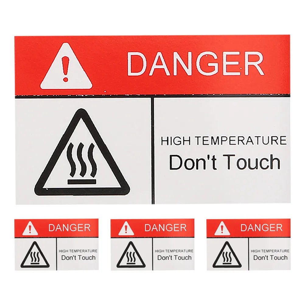 4Pcs High Temperature Warning Labels Hot Surface Caution Stickers Self-Adhesive Safety Signs for Industrial Kitchen Equipment