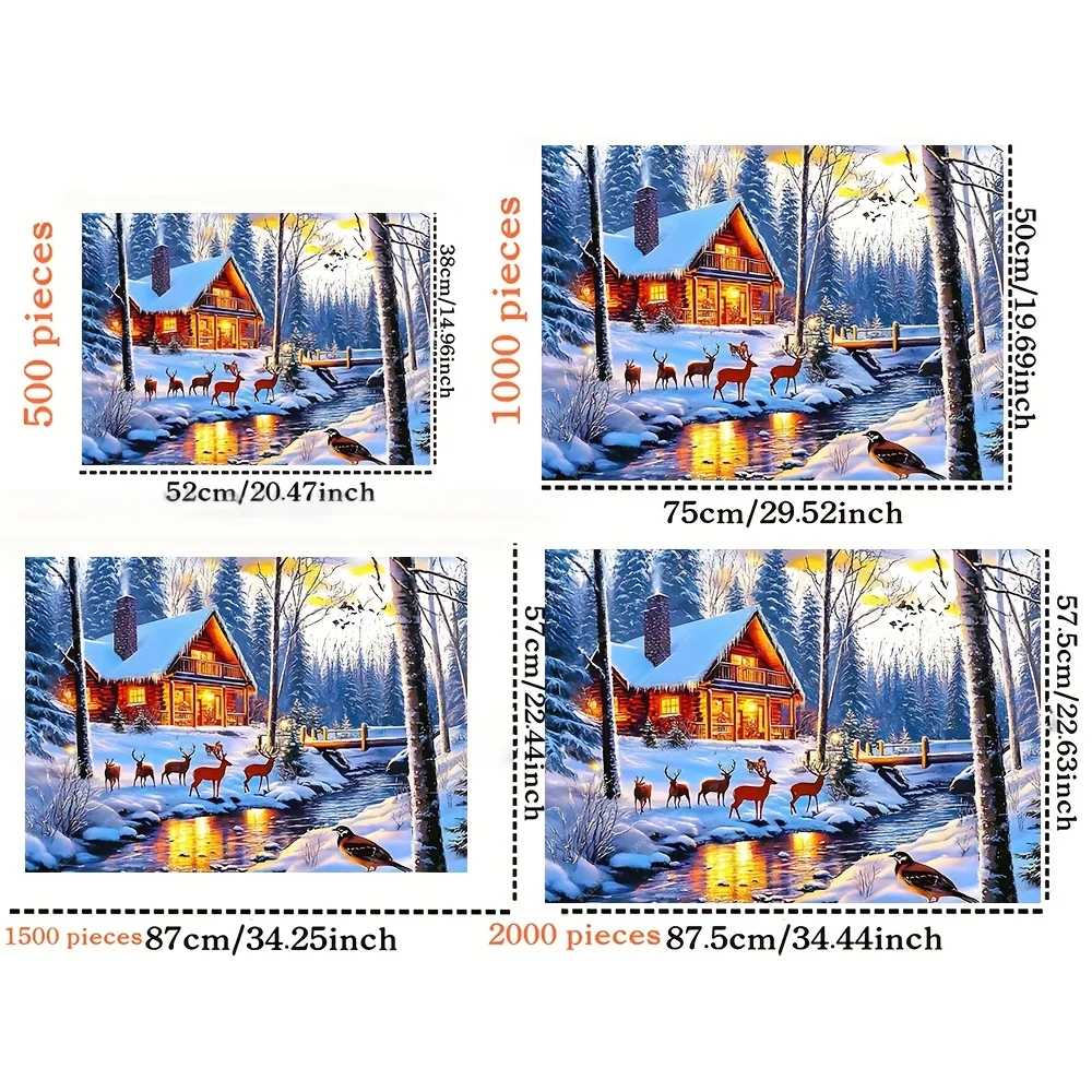 2000/1500/1000/500 قطعة لغز ورقي للكبار لتزيين المنزل والمكتب، ديكور الحائط، مناسب لهدايا أعياد الميلاد والعطلات،