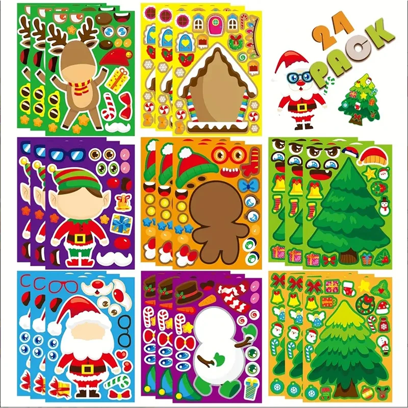 

24 Sheets Christmas DIY Stickers Suitable For Suitcase Water Bottle Phone Case Laptop Computer Skateboard Luggage Helmet