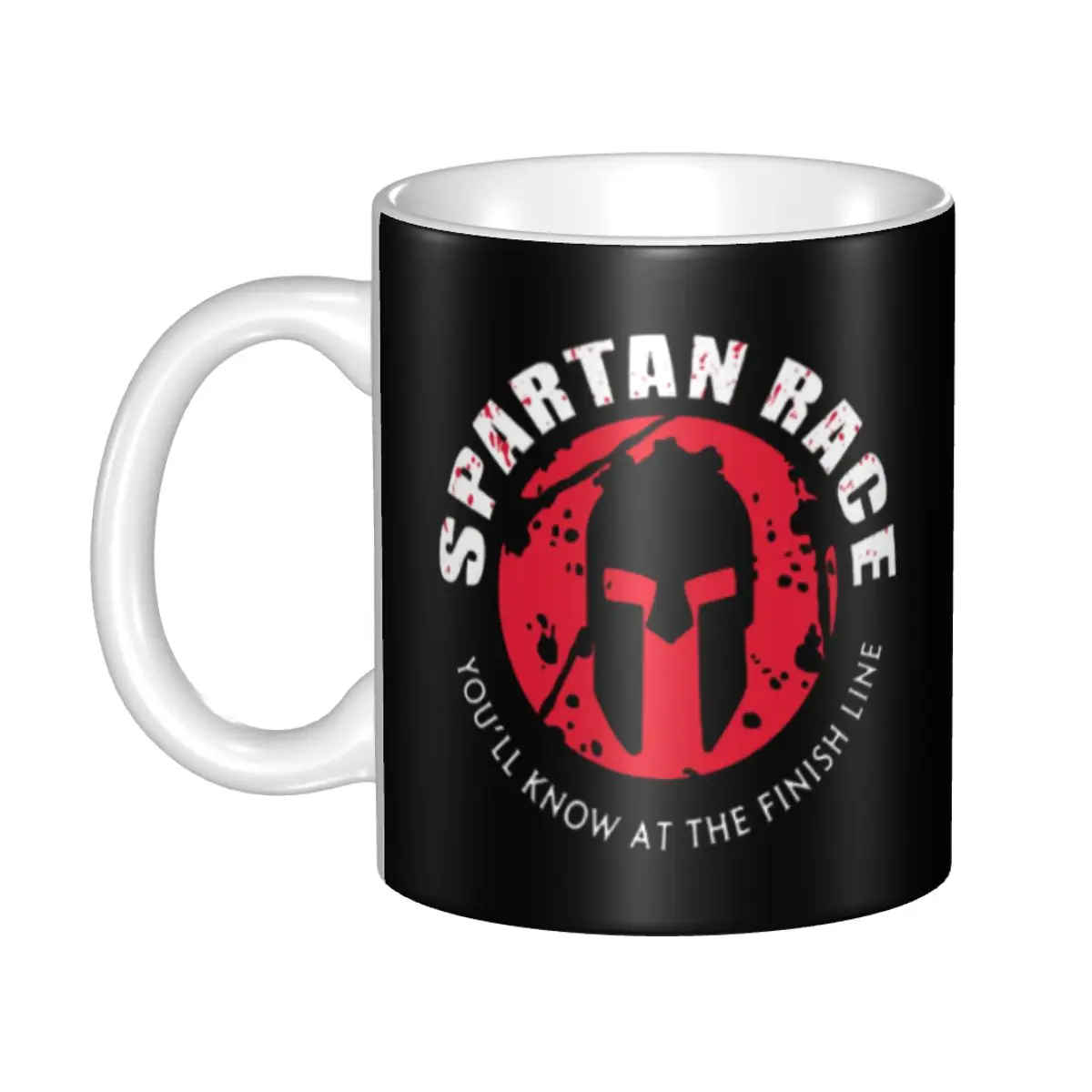 Taza grande personalizada con logotipo Spartan Race, tazas de cerámica para té, leche y café DIY