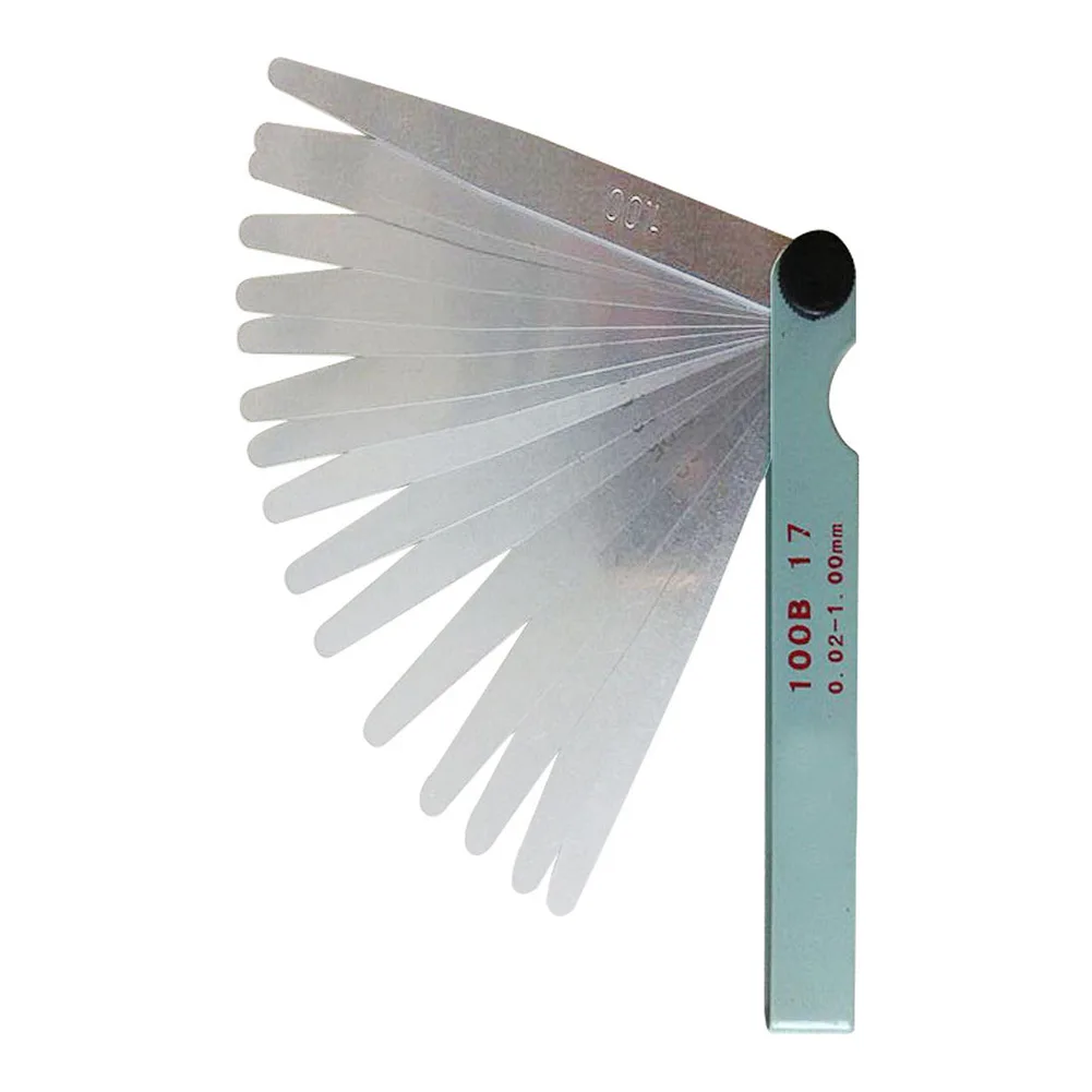 Mechanical Measurement Instrument with 17-Blade Feeler Gauge Covering Standard Metric Thickness Values 0.02 mm to 1.00 mm