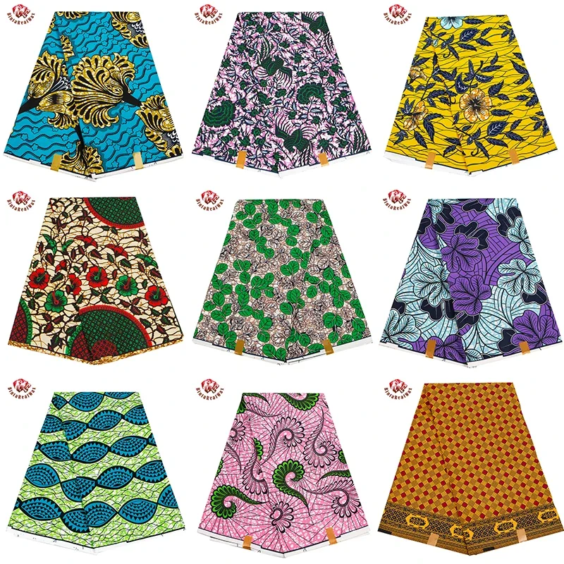 

BRW Fashionable 100% polyester African Traditional Style Wax Batik Floral Fabric Ankara Batik Cloth Material DIY For Sewing