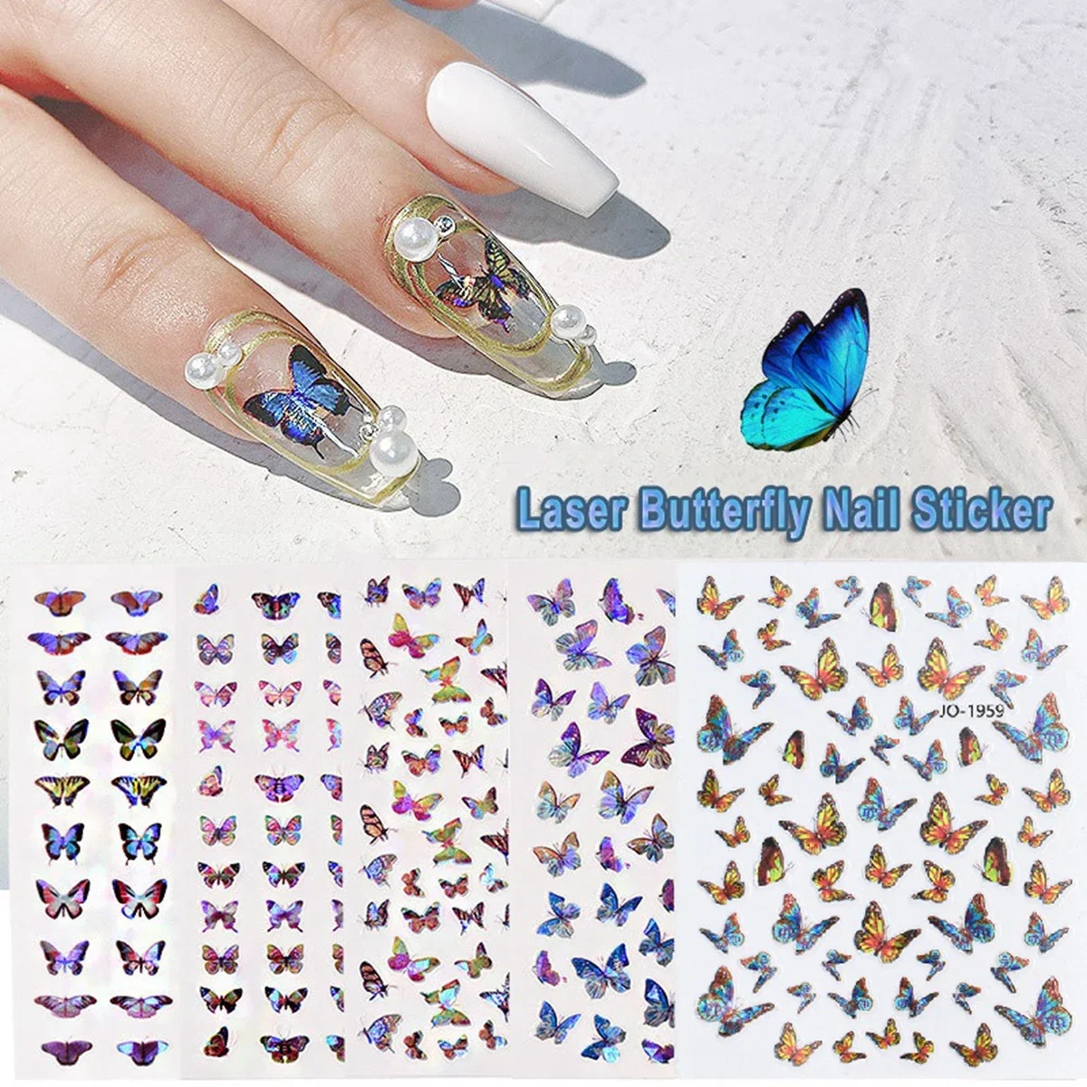 

Butterfly Stickers for Nails Art Gradient Laser Butterfly Design DIY Accessoire Nail Decoration Decals