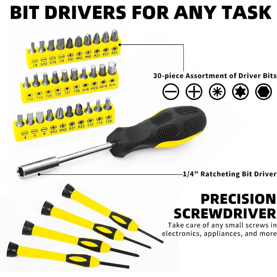 58 peças conjunto de ferramentas básicas de reparo doméstico com caixa de ferramentas de plástico para uso doméstico geral compacto mini kit de ferramentas manuais ideal para mulheres de