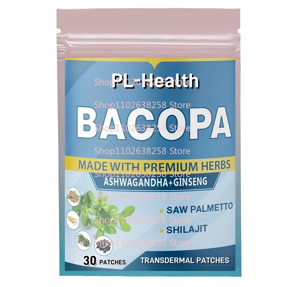 

30 Patches Bacopa Monnieri Transdermal Patches with Saw Palmetto Supports Calm, Memory, Cognition