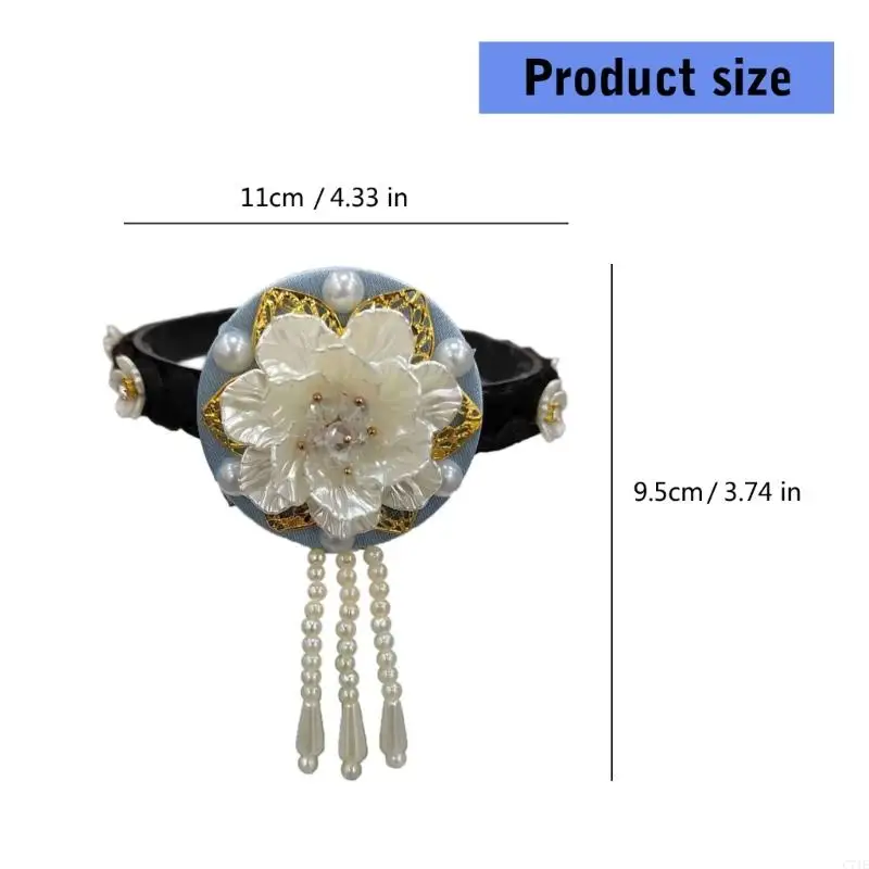 C71E Flower Pearls Cabello coreano Diadema tradicional para espectáculos escénicos y festivales étnicos Accesorios para a