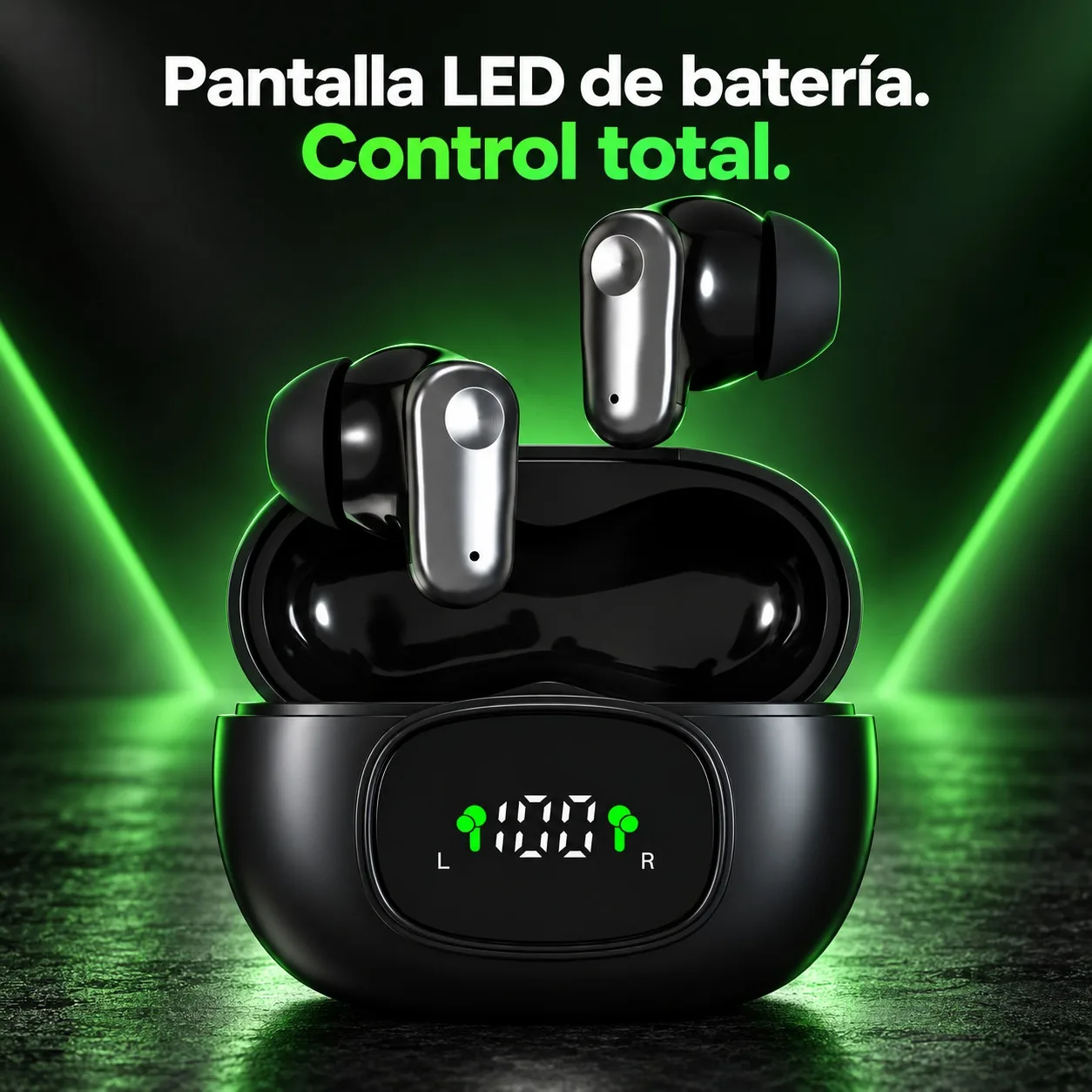Auriculares Bluetooth Auriculares inalámbricos TWS WESDAR TWS1158 con pantalla LED, Bluetooth 6.0, carga Type-C y batería de 180 mAh