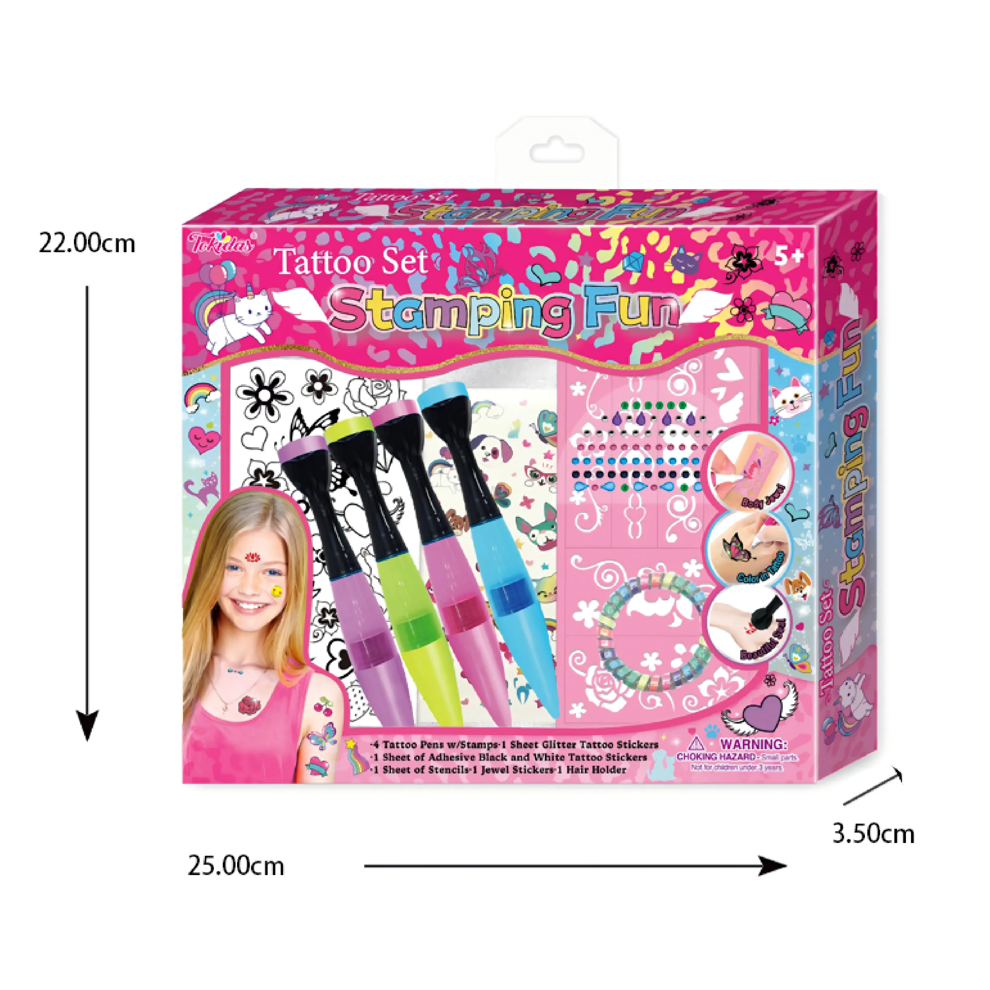 2024 Kids Makeup Set Body Art Tattoo Set Tattoo Pen Tattoo Stencil Gem Stickers Set  Kids Toys