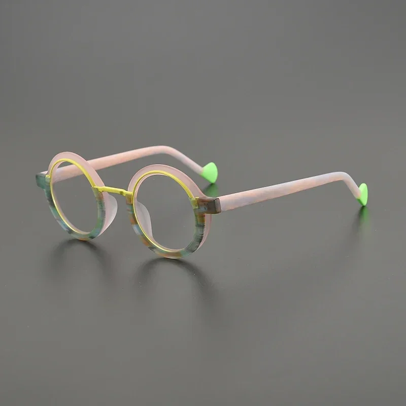 2025 Fashion Glasses Frame Women Colored Matte Acetate High Quality Handmade Round Optical Myopia Reading Prescription Eyeglass