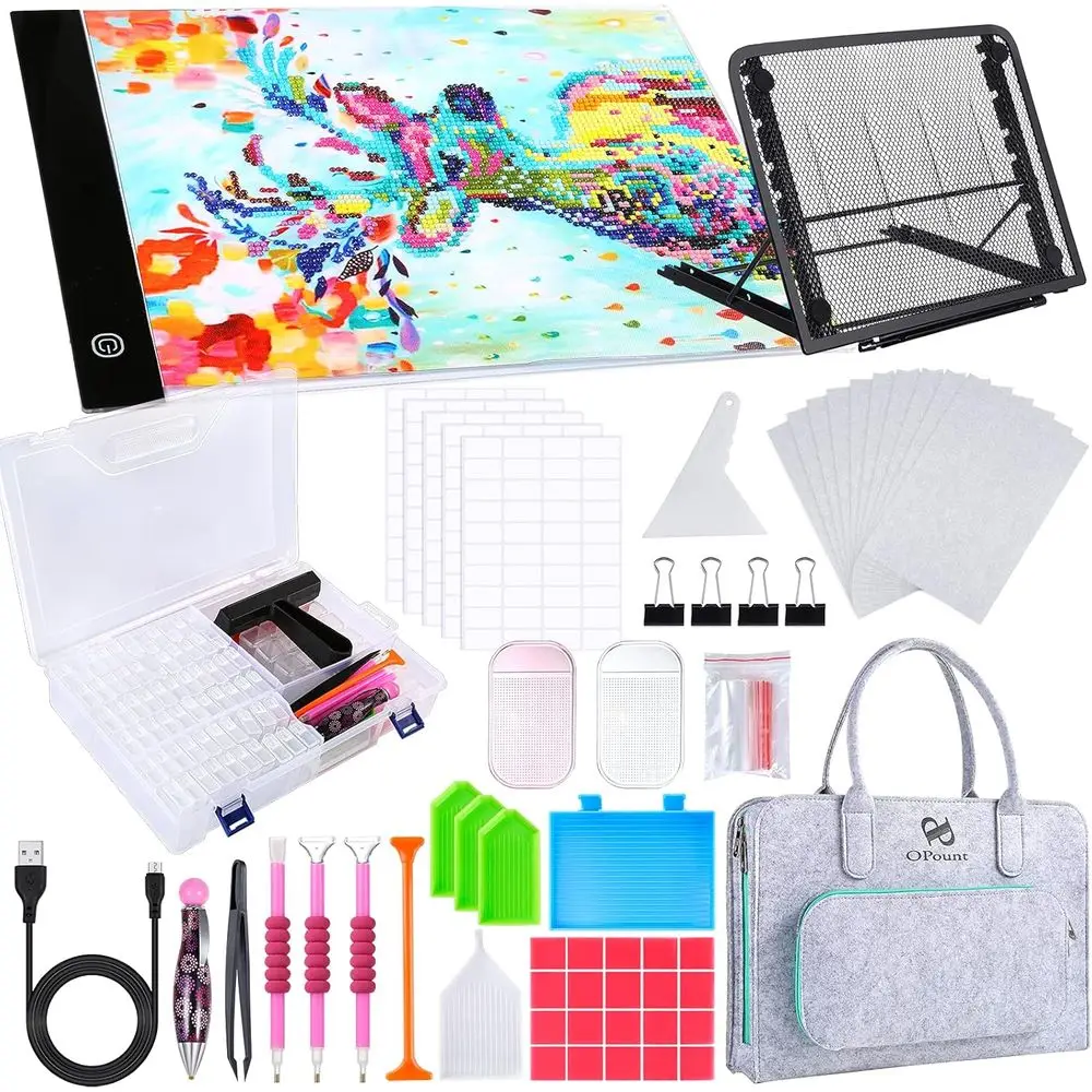 

170 PCS A4 Diamond Painting Light Pad Kits, Diamond Art Accories Kit with Light Board, 80 Grids Diamond Box and Storage Bag, Dia