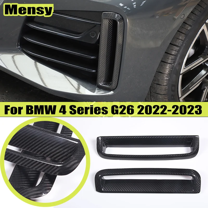 For BMW 4 Series G26 2022-2023 Real Carbon Fiber Front Fog Light Frame Cover Trim Stickers Car Accessories