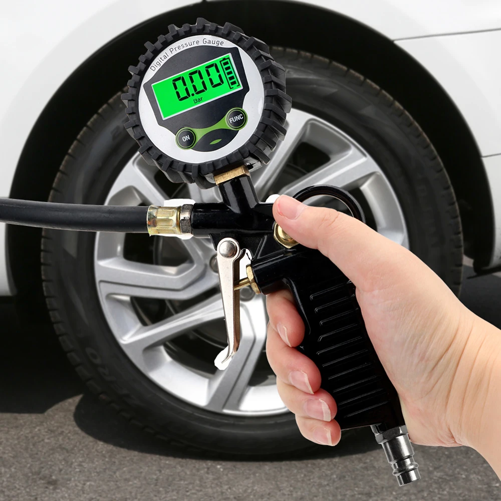 Digital LCD Display Car EU Tire Air Pressure Inflator Gauge Inflation Monitoring Manometer LED Backlight Vehicle Tester