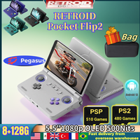 Retroid Pocket Flip2 Retro Handheld Game Console Android13 5.5 Inch AMOLED Touch Screen Video Player Wifi Bluetooth PSP PS2 Gift