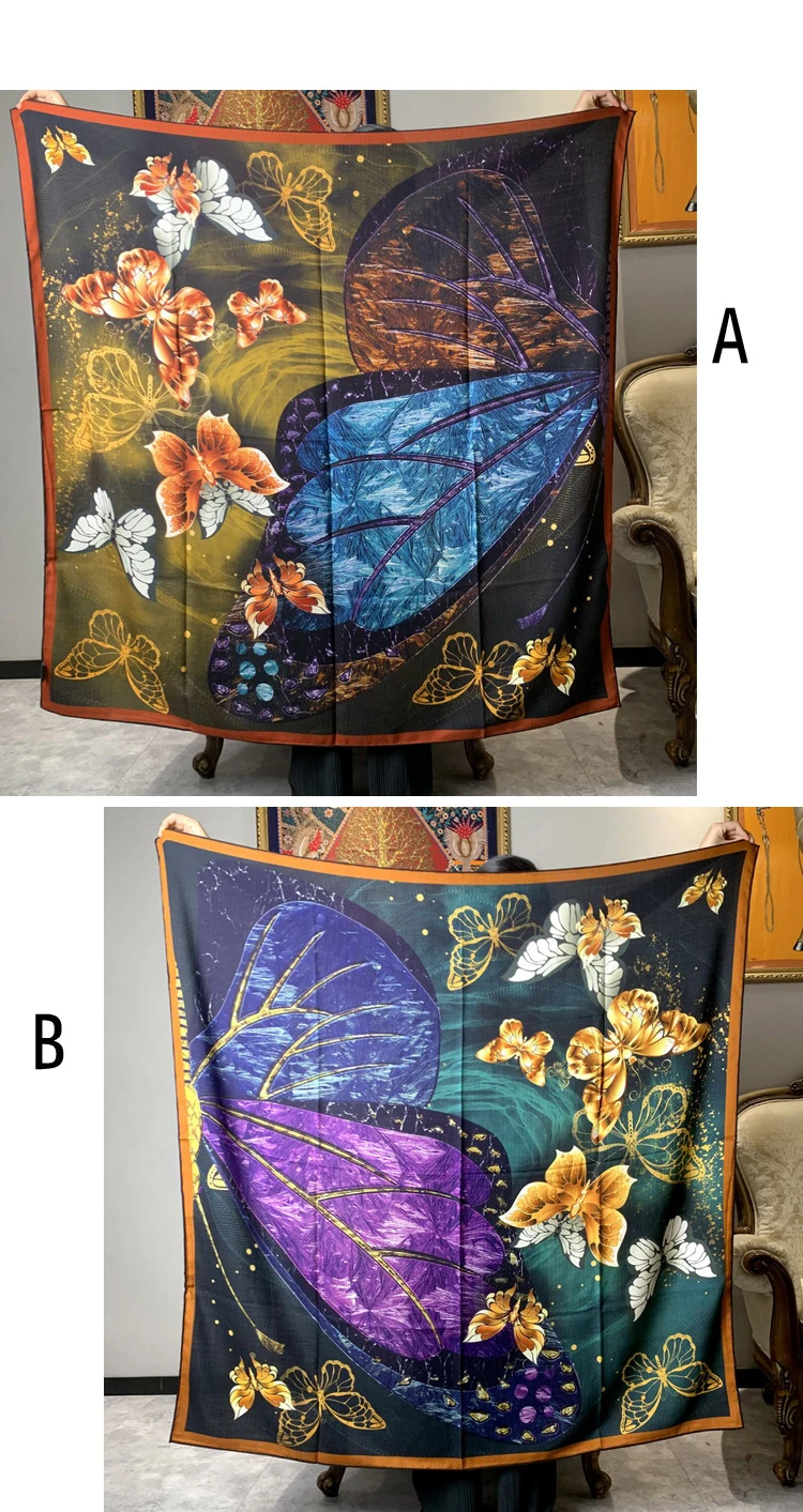

Two Faced Winter Large Scarf Warm Shawls Hand Rolled Bandanas Butterfly Scarves Wraps Big Bandanas Head Clothing Accessories