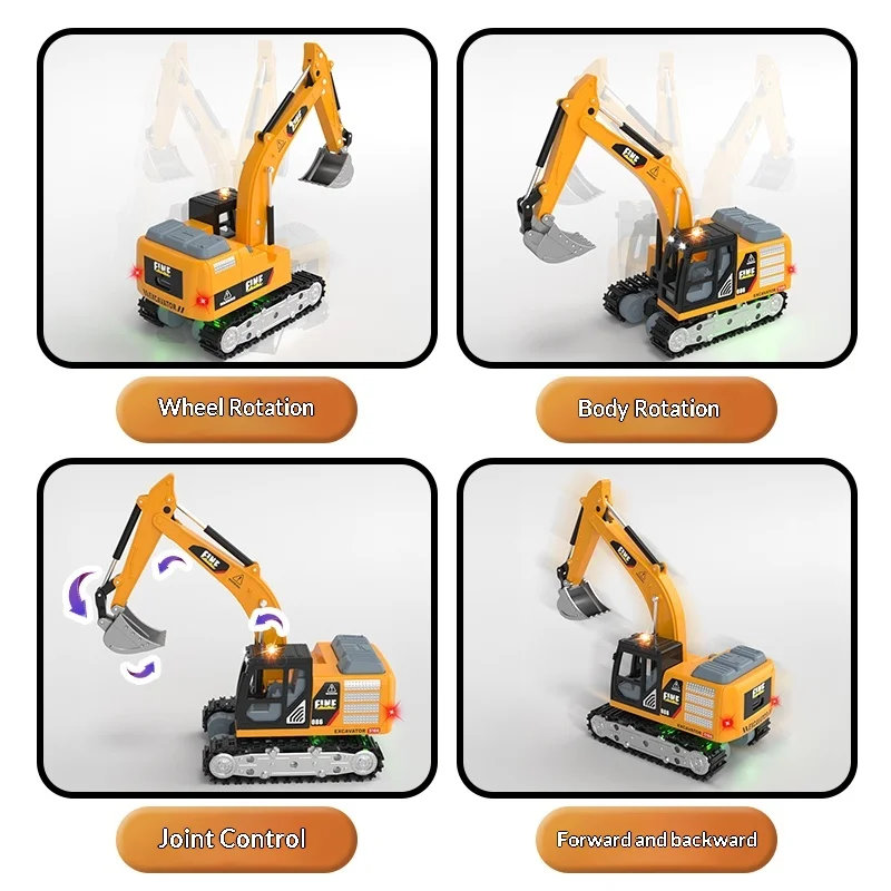Pelle électrique télécommandée, Simulation de véhicule d'ingénierie en alliage, jouet pour enfants, voiture jouet télécommandée, cadeaux de noël