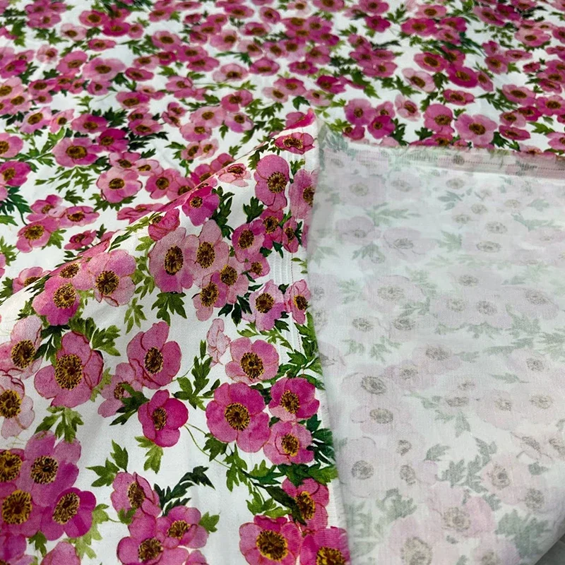 Floral Printing Cotton Poplin Fabric Brand Fashion Design for Dress Clothing Polyester Material Satin Cloth by Meters for Sewing