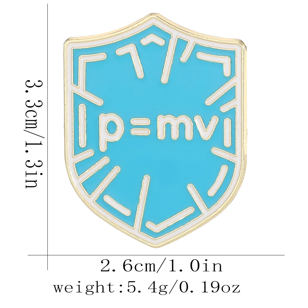 Classic Physics Impulse P=mv Design Enamel Pins Newton's Second Law F=ma Pattern Round Golden Brooches