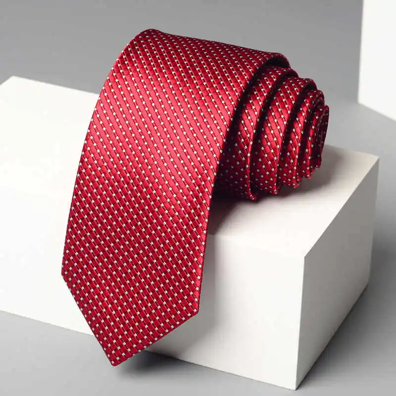 High Quality Red White Dot Tie Standard 7CM Men's Fashionable Slim Fit Wedding Banquet Shirt Accessories Handmade Knot Necktie