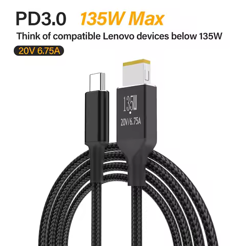20V 6.75A 135W Laptop Charger for Lenovo Legion Y9000P Y9000K Y7000P Power Adapter Type C to USB Slim Square Tip Charging Cable