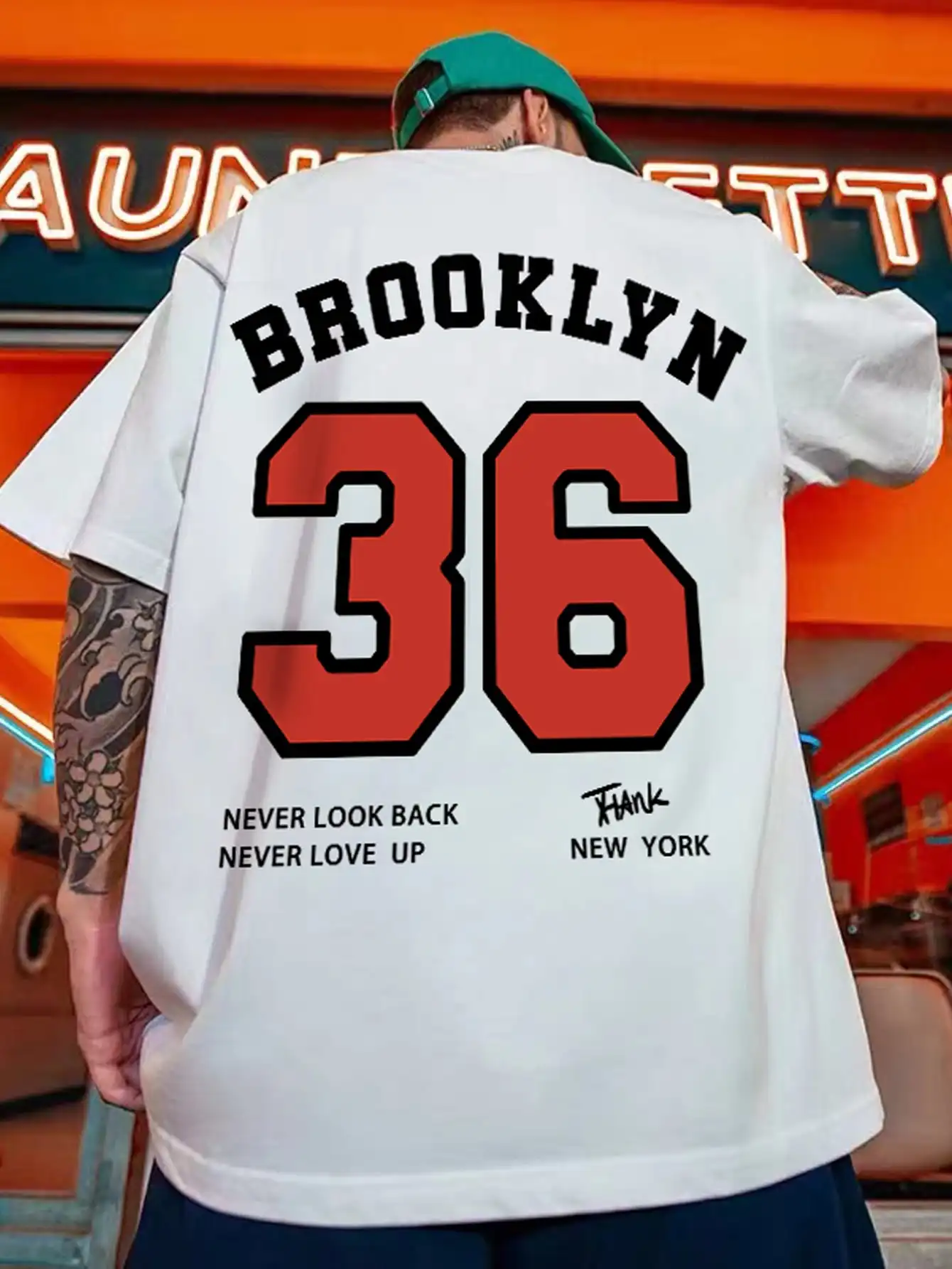 Brookyln 36 New York Prints Mens Cotton Tee Clothing Street Hip Hop Vintage T-Shirts Personality Trend Casual Man Short Sleeve