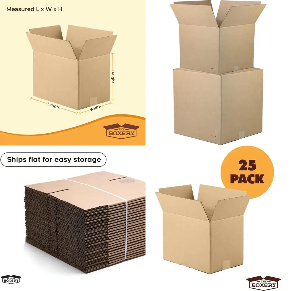 

25 коробок из гофрированного картона крафт-бумаги коричневого цвета, размер 20x15x12 дюймов, для транспортировки, упаковки и хранения — прочные, экологичные, пригодные для вторичной переработки
