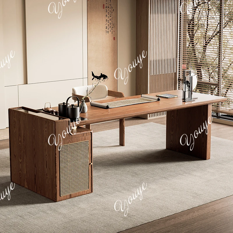 

New Chinese-style solid wood desk office integrated dual-purpose Song Dynasty aesthetic writing desk fashionable new model