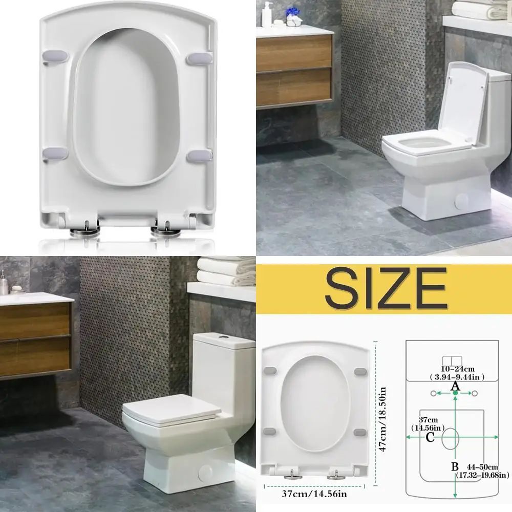 

Adjustable Hinges for Soft-Closing Square Toilet Seats with Quick Release and Easy Installation, White