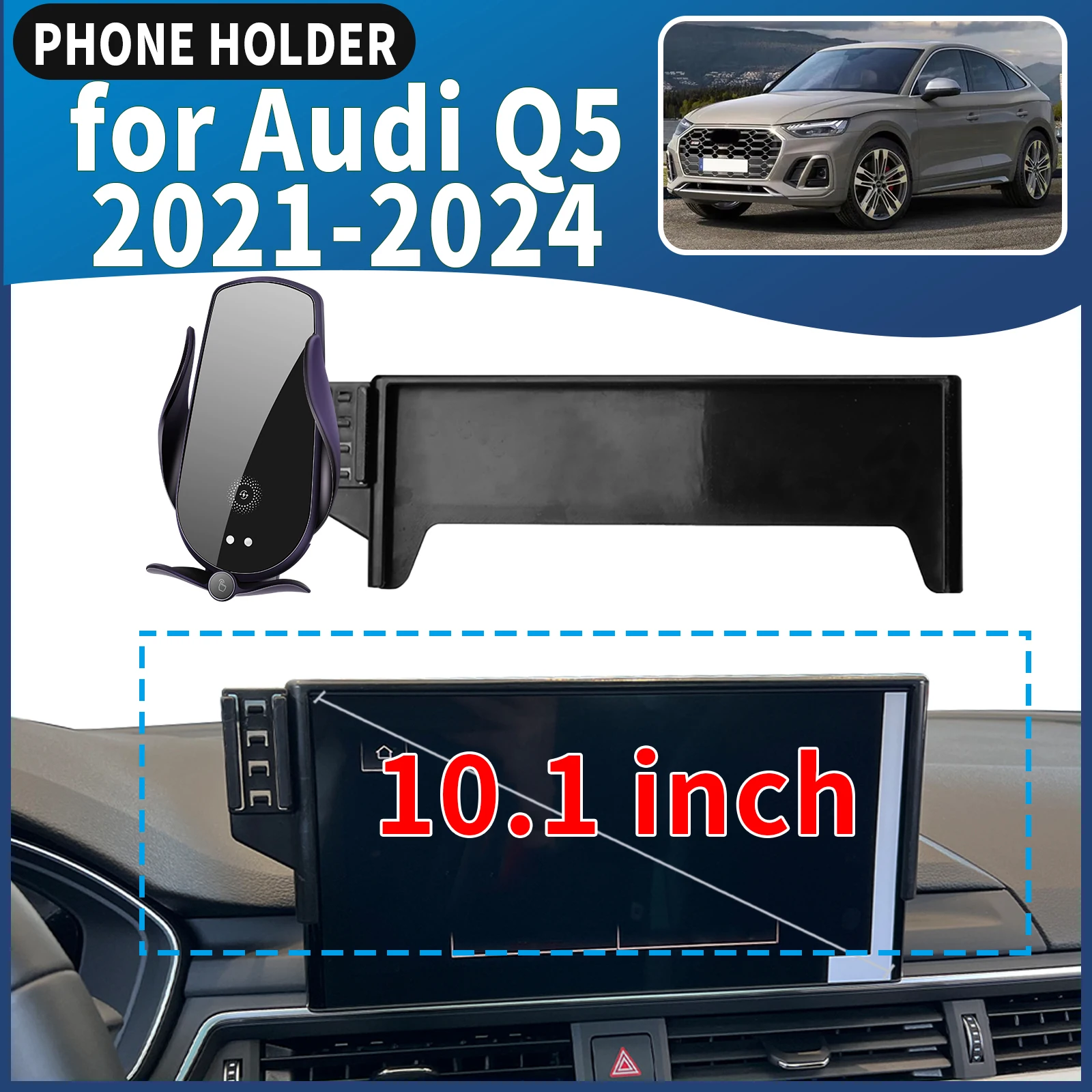 

подходит для Audi Q5 2021-2023 2024 10.1 дюймов ​ ​ ​ ​ Автомобильный держатель для телефона, специализированный для конкретных моделей автомобилей, для GPS-навигации, простая установка, аксессуары