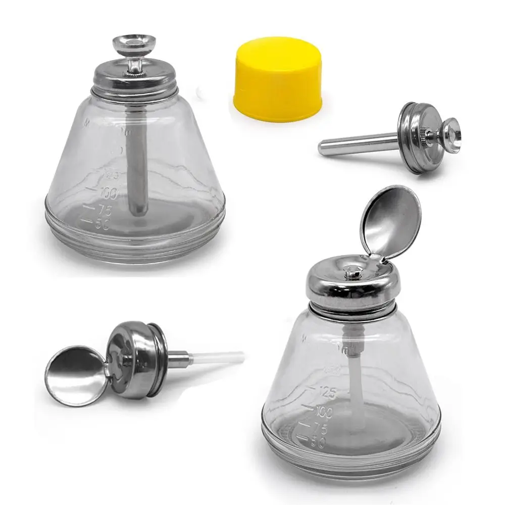 180ml push down bomba dispensador vazio toner facial garrafas recarregáveis de vidro transparente tipo imprensa superior recipiente removedor de esmalte