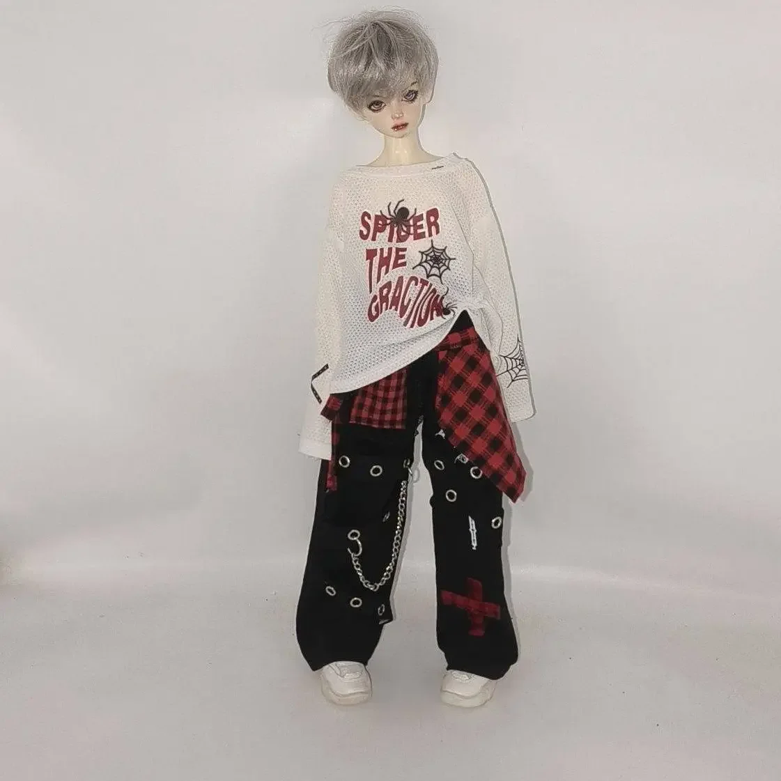 1/4 poppenkleding pak voor 45cm Bjd pop aankleden uitgehold dunne top, broek speelhuis casual pak pop accessoires, geen pop