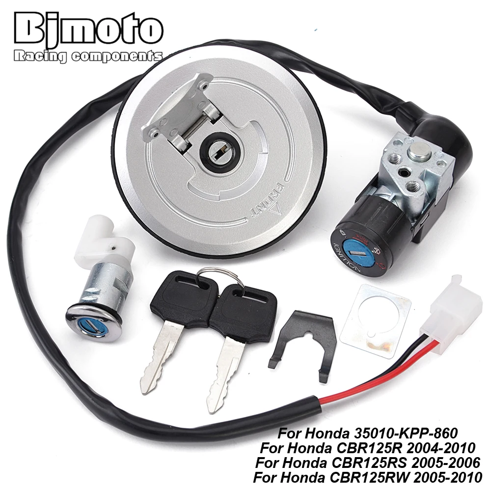 

35010-KPP-860 Fuel Gas Cap Ignition Switch Seat Lock with Key Kit For Honda CBR125R 2004-2010 CBR125RS 2005-2006 CBR125RW 05-10