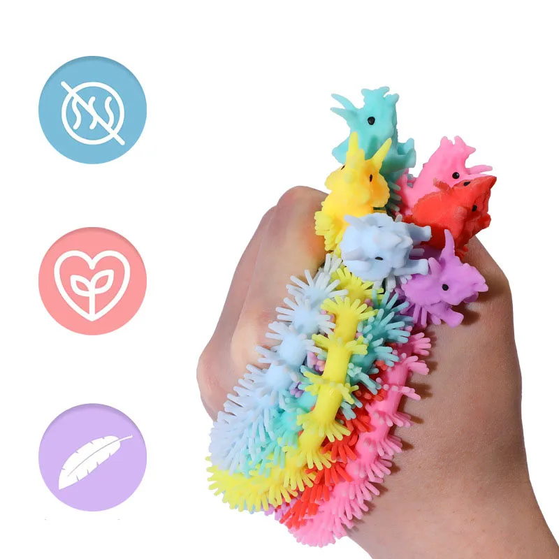 5Pcs Stretchy Dinosaur Pulling Stress Reducing Tension Rope Bracelet Children Adult Venting Stretch Bracelet Stress Relief Toys