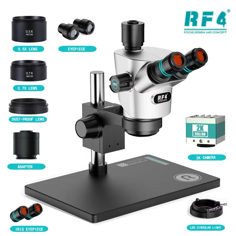RF4 CX71 4K Double Anti-Fatigue Trinocular Microscope 6.5-65X Zoom Feature Offers Clearer Details And Higher Working Efficiency